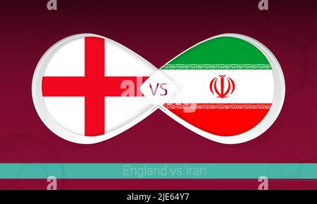 Inghilterra vs Iran in Football Competition, Gruppo A. contro icona su sfondo calcistico. Illustrazione vettoriale. Illustrazione Vettoriale