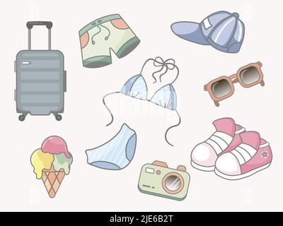 Una serie di elementi da prendere in mare Illustrazione Vettoriale