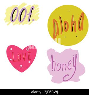 Testo di fantasia per striscioni e aloha amore e miele illustrazione creativa Illustrazione Vettoriale