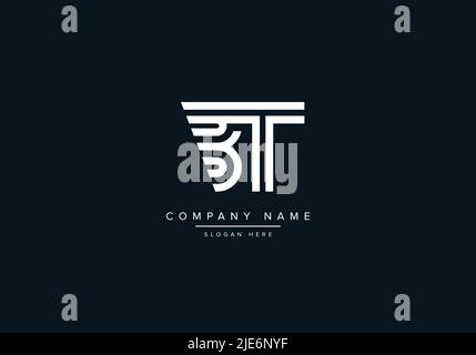 Alfabeto astratto lettera icona Logo BT Illustrazione Vettoriale