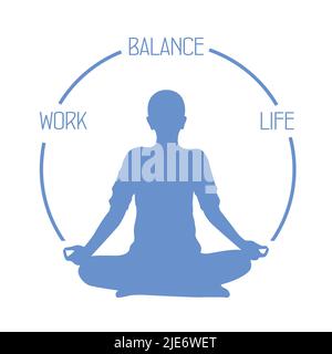 persona meditante lavoro vita equilibrio cerchio sano stile di vita Illustrazione Vettoriale