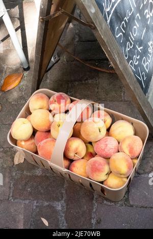 L'estate offre una varietà di opzioni per turisti e residenti come Charleston, South Carolina, come visitare il mercato agricolo il sabato. Foto Stock