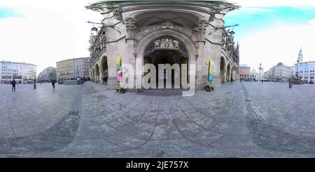 La Marienplatz Monaco, Germania in foto a 360 gradi Foto Stock