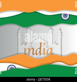 Una cartolina su carta che celebra il giorno dell'indipendenza dell'India. Illustrazione vettoriale Illustrazione Vettoriale