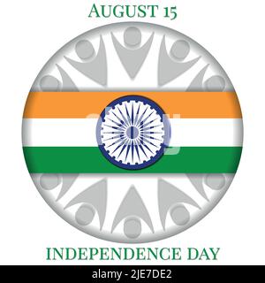 Una cartolina su carta che celebra il giorno dell'indipendenza dell'India. Illustrazione vettoriale Illustrazione Vettoriale