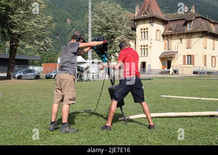 Festival Decapadiot Val d'Arc Aiguebelle : les préparatifs du festival Foto Stock