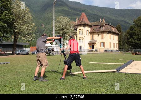 Festival Decapadiot Val d'Arc Aiguebelle : les préparatifs du festival Foto Stock