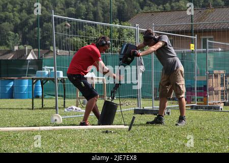 Festival Decapadiot Val d'Arc Aiguebelle : les préparatifs du festival Foto Stock