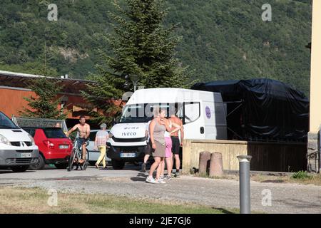 Festival Decapadiot Val d'Arc Aiguebelle : les préparatifs du festival Foto Stock