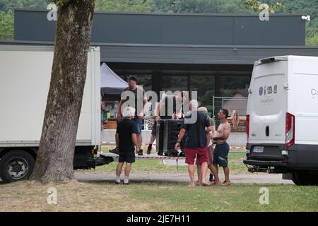 Festival Decapadiot Val d'Arc Aiguebelle : les préparatifs du festival Foto Stock