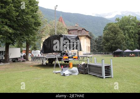 Festival Decapadiot Val d'Arc Aiguebelle : les préparatifs du festival Foto Stock