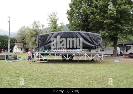 Festival Decapadiot Val d'Arc Aiguebelle : les préparatifs du festival Foto Stock