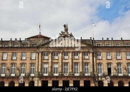 Il Palacio de Raxoi in Piazza Obradoiro a Santiago de compostela Foto Stock