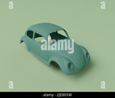 3D rendering del solo corpo auto isolato su sfondo pastello, 3D sfondo minimo scena Foto Stock