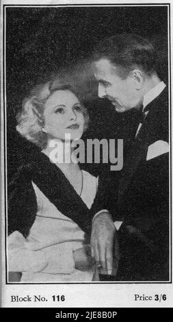 Foto Advertt blocco di JOAN BARRY e PERCY MARMONT IN RICCO E STRANO 1931 regista ALFRED HITCHCOCK romanzo Dale Collins adattamento Alfred Hitchcock scenario Alma Reville e Val Valentine British International Pictures (BIP) / Wardour Films Foto Stock