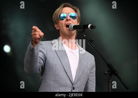 Johnny odia Jazz , in concerto al Lets Rock Leeds 80s Festival , UK , 25.06.2022 Foto Stock