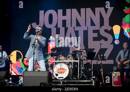 Johnny odia Jazz , in concerto al Lets Rock Leeds 80s Festival , UK , 25.06.2022 Foto Stock