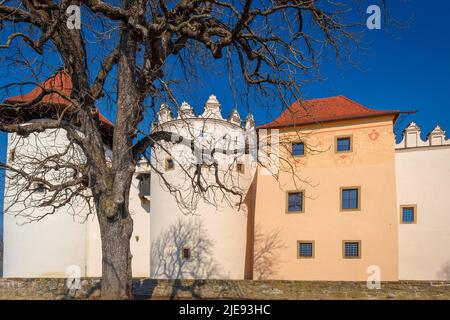 Il Castello di Kezmarok, punto di riferimento storico della città di Kezmarok in Slovacchia, Europa. Foto Stock
