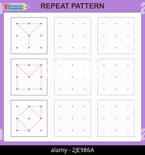 Giochi educativi per bambini. Ripetere il modello. Illustrazione Vettoriale