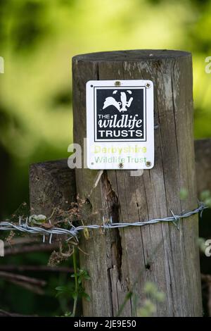 Cartello Derbyshire Wildlife Trust Foto Stock