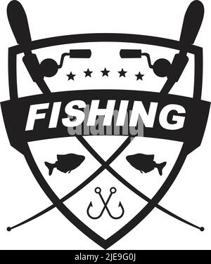 Illustrazione del modello vettoriale del logo del club di pesca Illustrazione Vettoriale