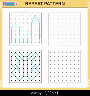 Giochi educativi per bambini. Ripetere il modello. Illustrazione Vettoriale