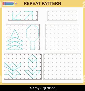 Giochi educativi per bambini. Ripetere il modello. Illustrazione Vettoriale