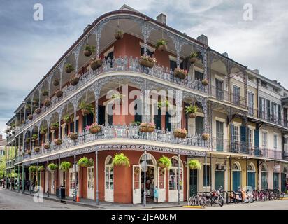 Esterno dell'iconica casa LaBranche in Royal Street, New Orleans, Louisiana Foto Stock