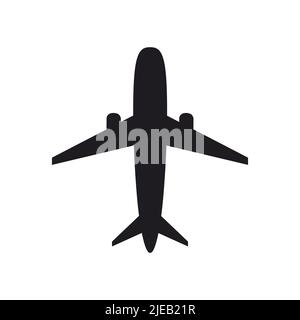 Silhouette di aeroplano. Illustrazione vettoriale isolata su sfondo bianco. Illustrazione Vettoriale