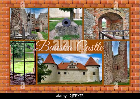 Rovine del castello medievale di Bauska, Lettonia Foto Stock