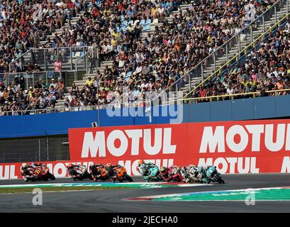 06/26/2022, TT Circuit Assen, Assen, Gran Premio d'Olanda 2022, nella foto Tatsuki Suzuki dal Giappone, Leopard Racing, Ayumu Sasaki dal Giappone, Max Racing Team, David Munoz dalla Spagna, boe SKX, Dennis Foggia dall'Italia, Leopard Racing, Adrian Fernandez dal Messico, Tech 3 KTM Factory Racing Foto Stock