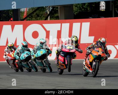 26 giugno 2022, TT Circuit Assen, Assen, Gran Premio d'Olanda 2022, nella foto Jaume Masia da Soanien, Ajo Motorsport, David Munoz dalla Spagna, boe SKX, Dennis Foggia dall'Italia, Leopard Racing, Tatsuki Suzuki dal Giappone, Leopard Racing, Sergio Garcia dalla Spagna, Angel Nieto Team Foto Stock