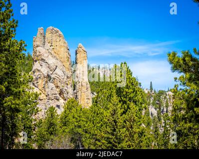 Paesaggio lungo la Needles Highway nel Custer state Park nelle Black Hills del South Dakota USA Foto Stock