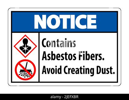 Etichetta di avviso contiene fibre di amianto, evitare di creare polvere Illustrazione Vettoriale