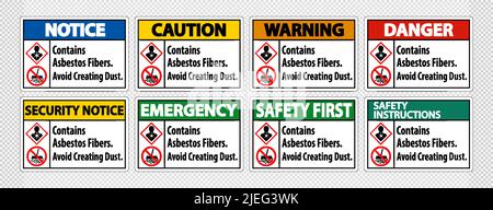 L'etichetta contiene fibre di amianto, evitare di creare polvere Illustrazione Vettoriale