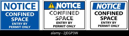 Avviso: Ingresso spazio confinato tramite cartello di sola autorizzazione Illustrazione Vettoriale