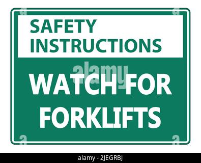Istruzioni di sicurezza Guarda per gli ascensori Sign on white background,Vector Illustration Illustrazione Vettoriale
