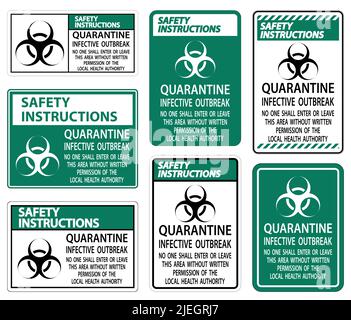 Istruzioni di sicurezza focolaio infettivo di quarantena segno isolare su sfondo trasparente, illustrazione vettoriale Illustrazione Vettoriale