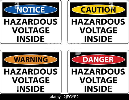 Pericolo tensione pericolosa all'interno del segnale sfondo bianco Illustrazione Vettoriale