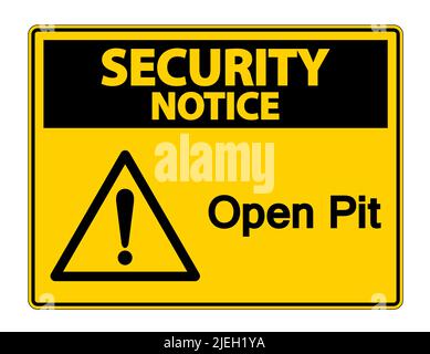 Avviso di sicurezza Apri simbolo Pit su sfondo bianco, illustrazione vettoriale Illustrazione Vettoriale