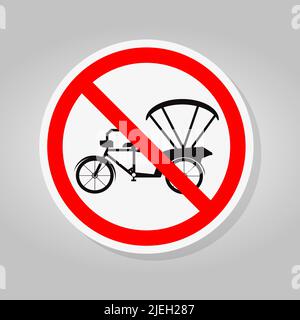 Proibire bicicletta o triciclo segno isolare su sfondo bianco, illustrazione vettoriale Illustrazione Vettoriale