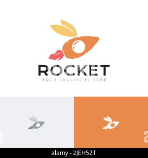 Carota Rocket coniglio coniglio coniglio animale coniglio spazio vegetale Logo Illustrazione Vettoriale