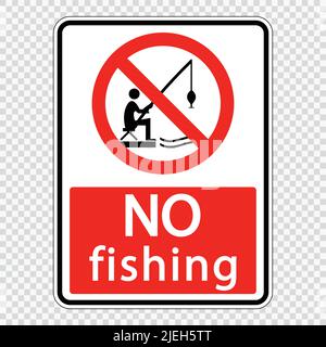 nessuna etichetta di cartello di pesca su sfondo trasparente, illustrazione vettoriale Illustrazione Vettoriale