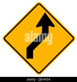 Segnali di avvertimento curva doppia, prima a destra su sfondo bianco Illustrazione Vettoriale