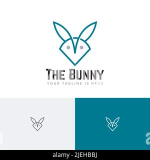 Logo Bunny Rabbit Lepre Head Simple Modern Line Illustrazione Vettoriale