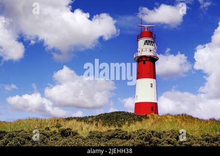 Der elektrische Leuchtturm von Borkum, Ostfriesland, Ostfriesische Inseln, Niedersachsen, Deutschland, Foto Stock