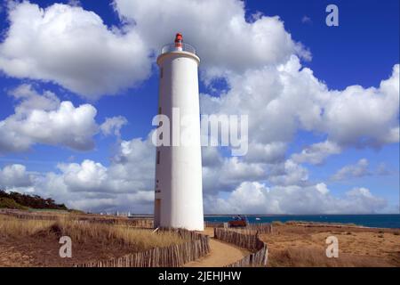 Frankreich, Poitou-VendÈe, Poitou-Vendee, Charente-Maritime, Saint Hilaire De Riez, Saint-Gilles-Croix-de-Vie, Leuchtturm, Feu de Grosse Terre Foto Stock
