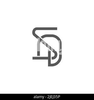 lettera sd semplice vettore di logo collegato a linee geometriche Illustrazione Vettoriale