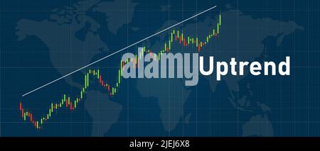 Uptrend stock price mercato globale bullish candela bastone modello di trading Illustrazione Vettoriale