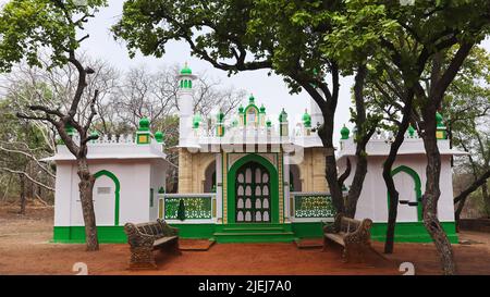 Bella vista di Dargah o moschea, all'interno del Campus di Scandia Chhatris, Shivpuri, Madhya Pradesh, India. Foto Stock